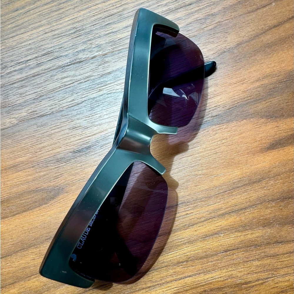 Vintage CLAUDE MONTANA 1980s silver and black sunglasses with grey smoke lenses